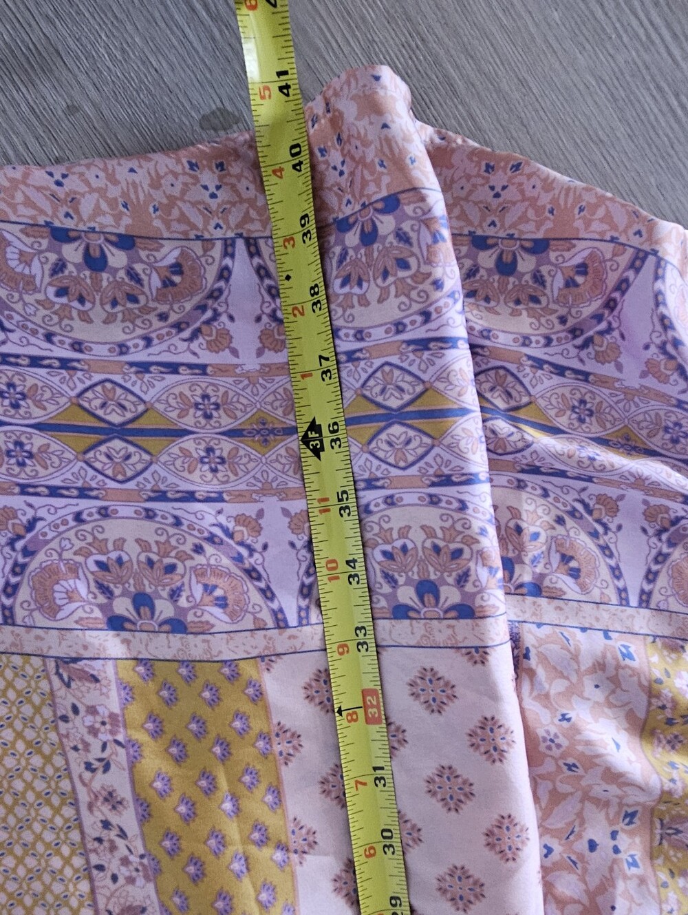 Arula Patchwork Satin Mini Dress Tunic Sz C 3X 22/24 Boho Long Sleeve No Belt - Picture 9 of 10